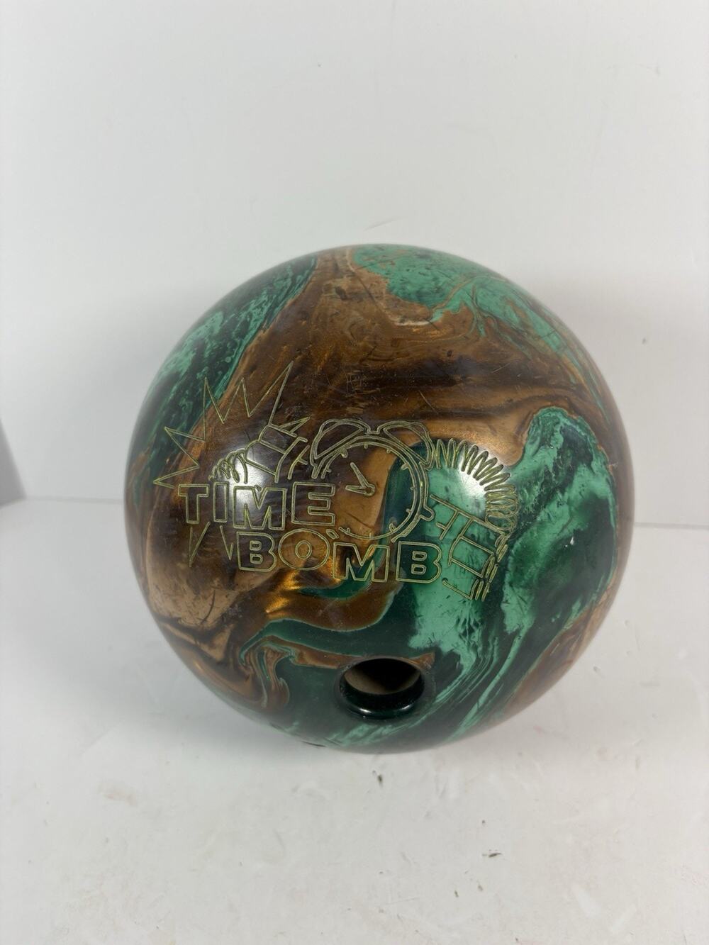 Lane #1 Time Bomb Bowling Ball 14 lb Green Brown Reactive Resin Drilled USA USBC